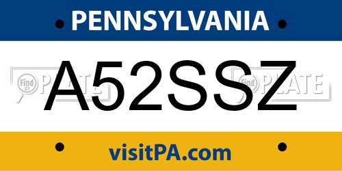 A52SSZ Pennsylvania License Plate