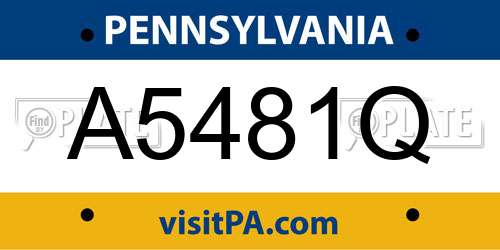 A5481Q Pennsylvania License Plate