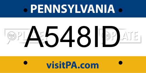 A548ID Pennsylvania License Plate