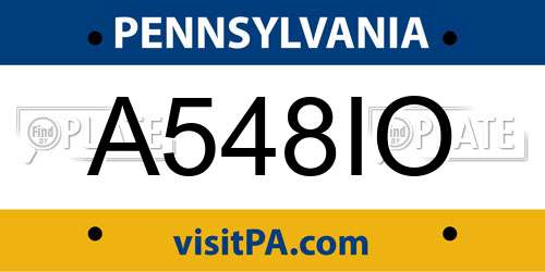 A548IO Pennsylvania License Plate