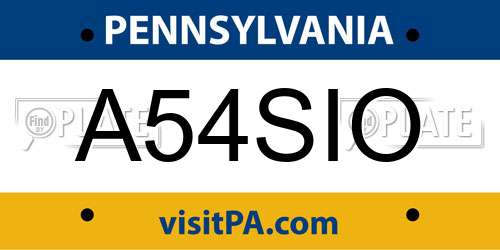 A54SIO Pennsylvania License Plate