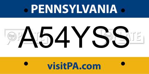 A54YSS Pennsylvania License Plate