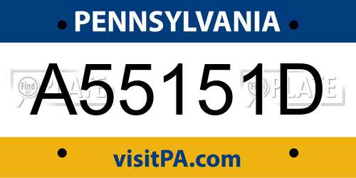 A55151D Pennsylvania License Plate