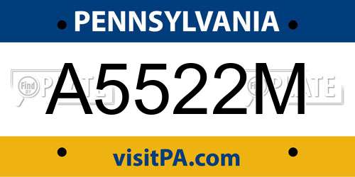 A5522M Pennsylvania License Plate