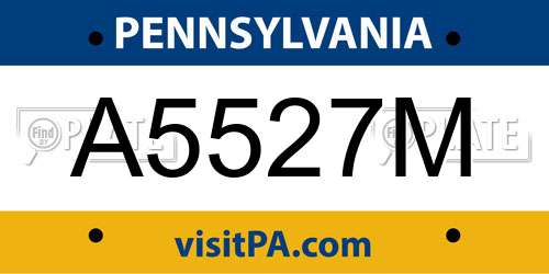 A5527M Pennsylvania License Plate