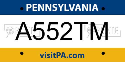 A552TM Pennsylvania License Plate
