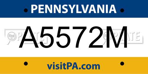 A5572M Pennsylvania License Plate
