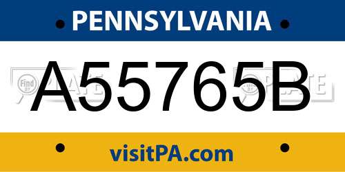 A55765B Pennsylvania License Plate
