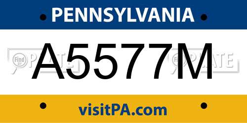 A5577M Pennsylvania License Plate