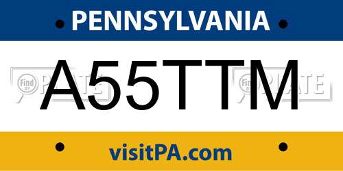 A55TTM Pennsylvania License Plate