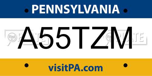 A55TZM Pennsylvania License Plate