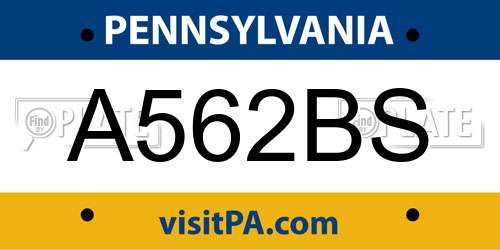 A562BS Pennsylvania License Plate