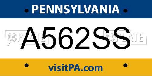 A562SS Pennsylvania License Plate