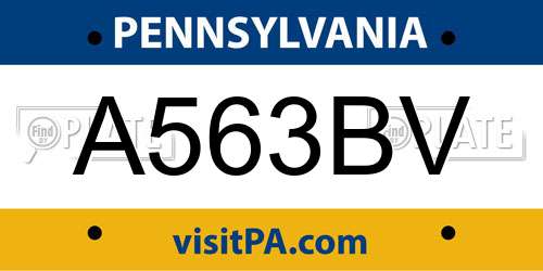 A563BV Pennsylvania License Plate