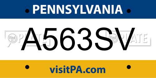 A563SV Pennsylvania License Plate