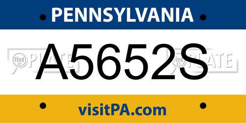 A5652S Pennsylvania License Plate