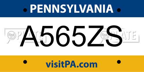 A565ZS Pennsylvania License Plate