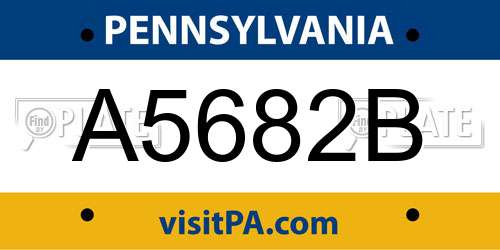 A5682B Pennsylvania License Plate