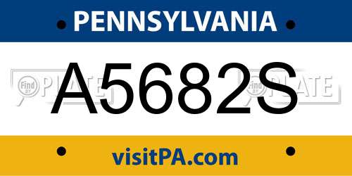 A5682S Pennsylvania License Plate