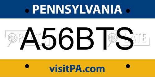 A56BTS Pennsylvania License Plate
