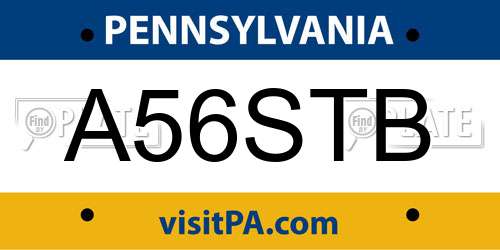 A56STB Pennsylvania License Plate