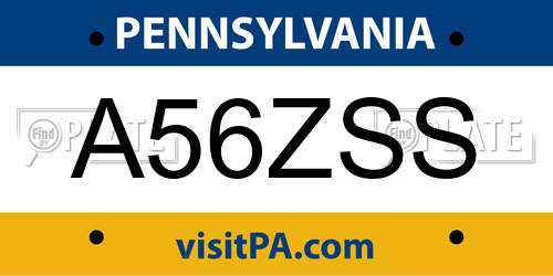 A56ZSS Pennsylvania License Plate