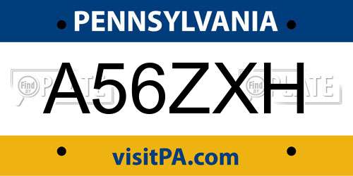 A56ZXH Pennsylvania License Plate