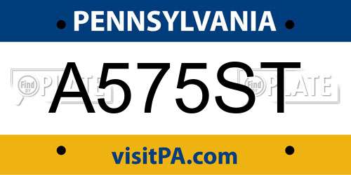 A575ST Pennsylvania License Plate