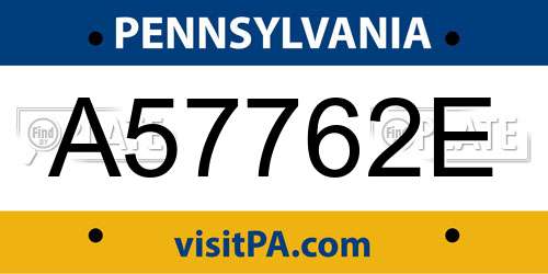 A57762E Pennsylvania License Plate