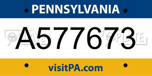 A577673 Pennsylvania License Plate