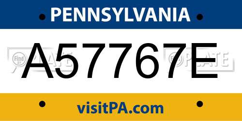 A57767E Pennsylvania License Plate