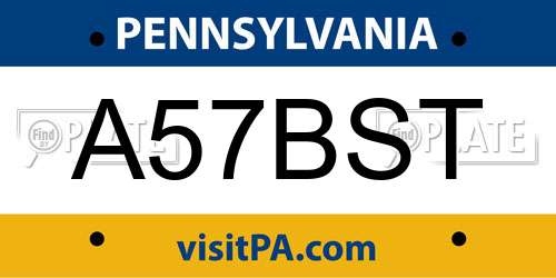 A57BST Pennsylvania License Plate