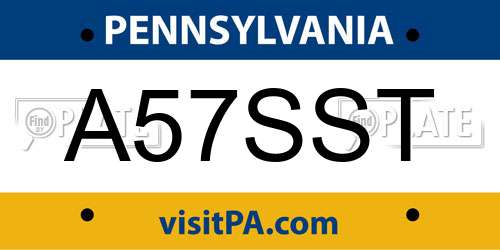 A57SST Pennsylvania License Plate