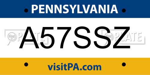A57SSZ Pennsylvania License Plate