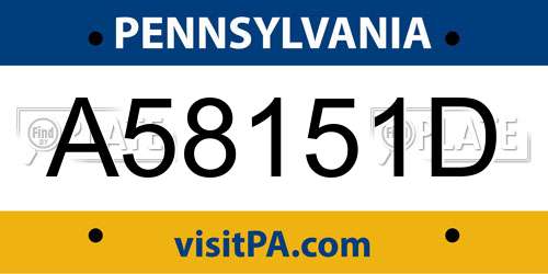 A58151D Pennsylvania License Plate