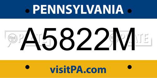 A5822M Pennsylvania License Plate