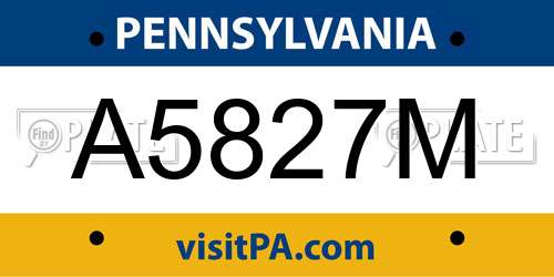 A5827M Pennsylvania License Plate