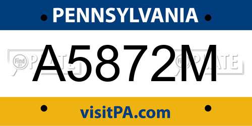 A5872M Pennsylvania License Plate
