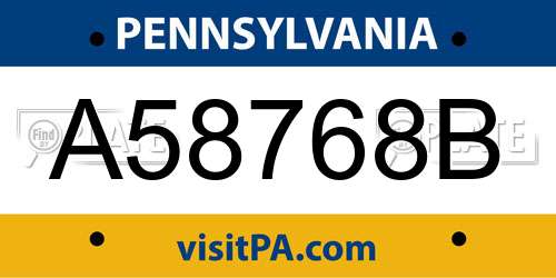 A58768B Pennsylvania License Plate