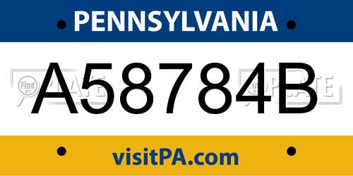 A58784B Pennsylvania License Plate