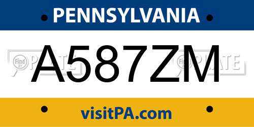 A587ZM Pennsylvania License Plate