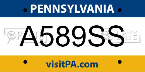 A589SS Pennsylvania License Plate