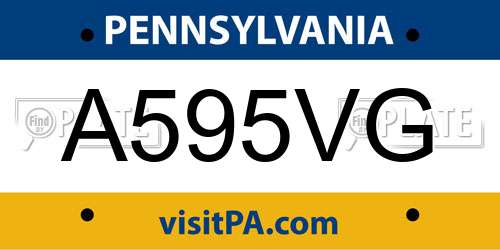 A595VG Pennsylvania License Plate