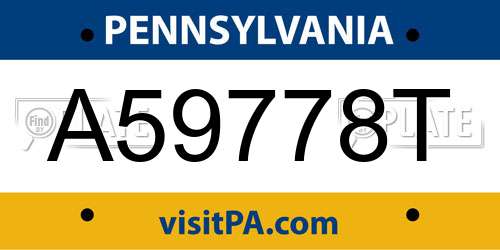 A59778T Pennsylvania License Plate