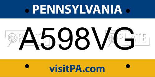 A598VG Pennsylvania License Plate