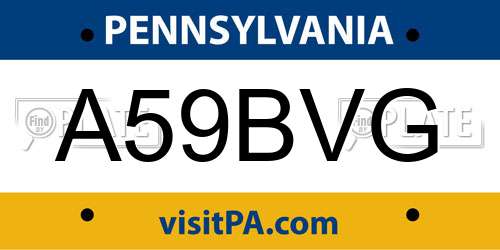 A59BVG Pennsylvania License Plate