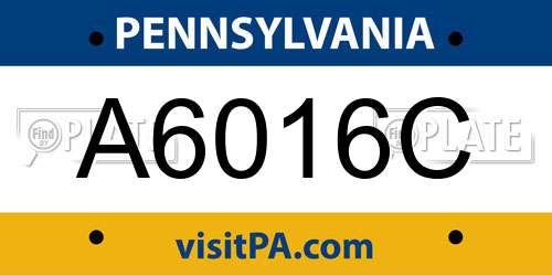 A6016C Pennsylvania License Plate