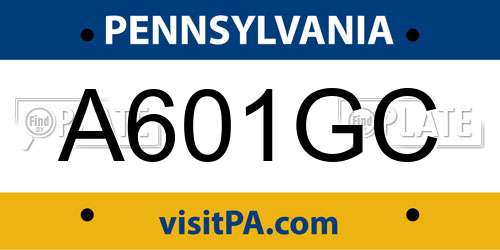 A601GC Pennsylvania License Plate