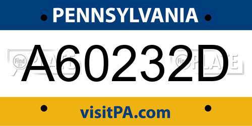 A60232D Pennsylvania License Plate