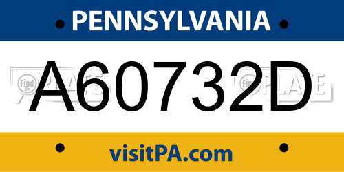 A60732D Pennsylvania License Plate
